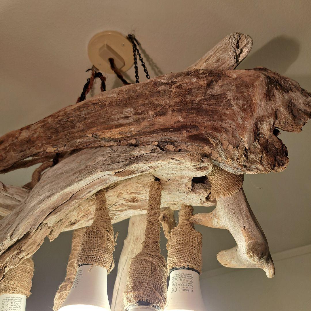 流木インテリア　6灯ペンダントライト LED付　6〜18帖　リビングダイニング用