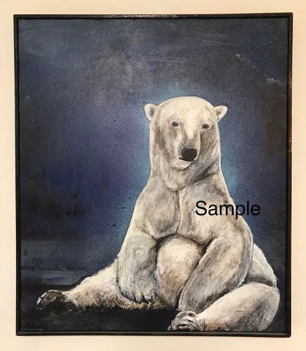 油彩画  シロクマ