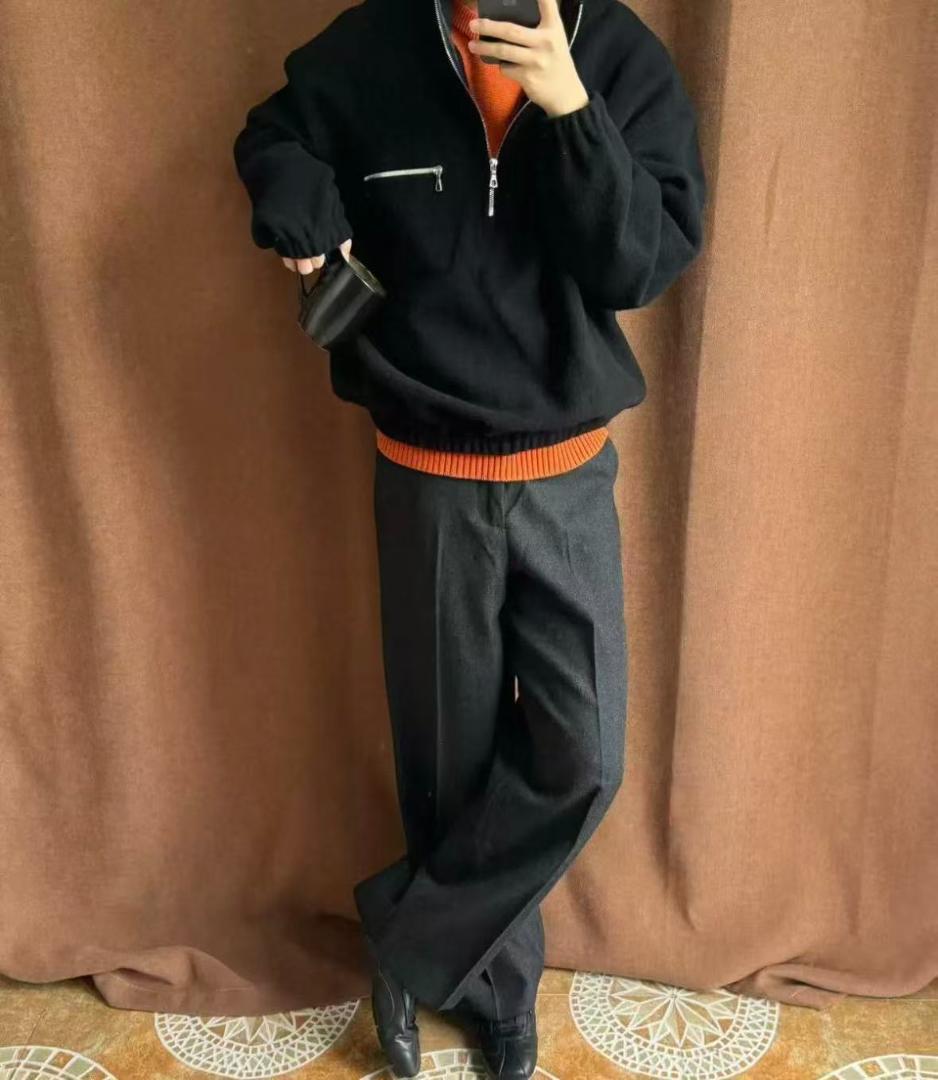 RIER ブラックハイネックジッパー付きジャンパー M 即日発送