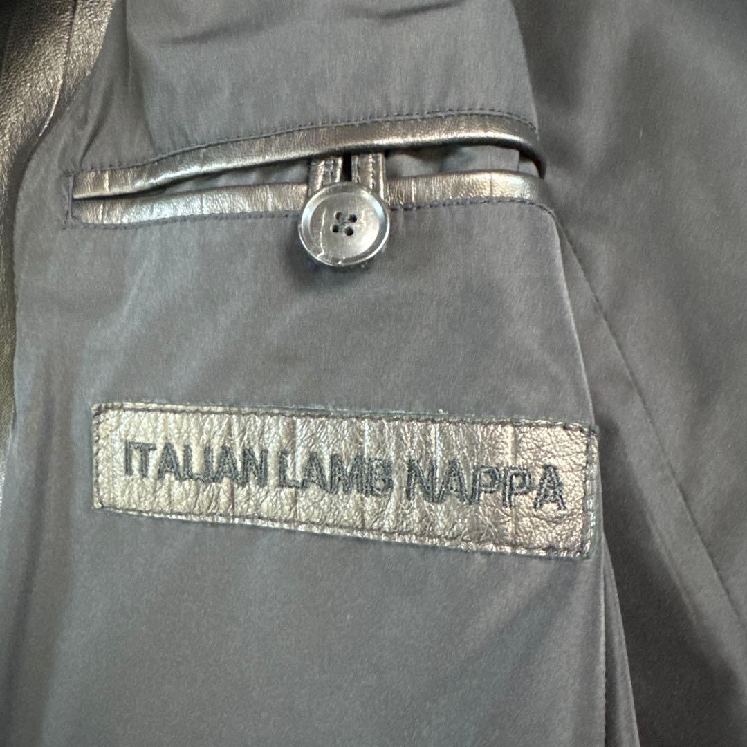 ヒューゴボス レザージャケット 羊革 ブラウン 光沢 48