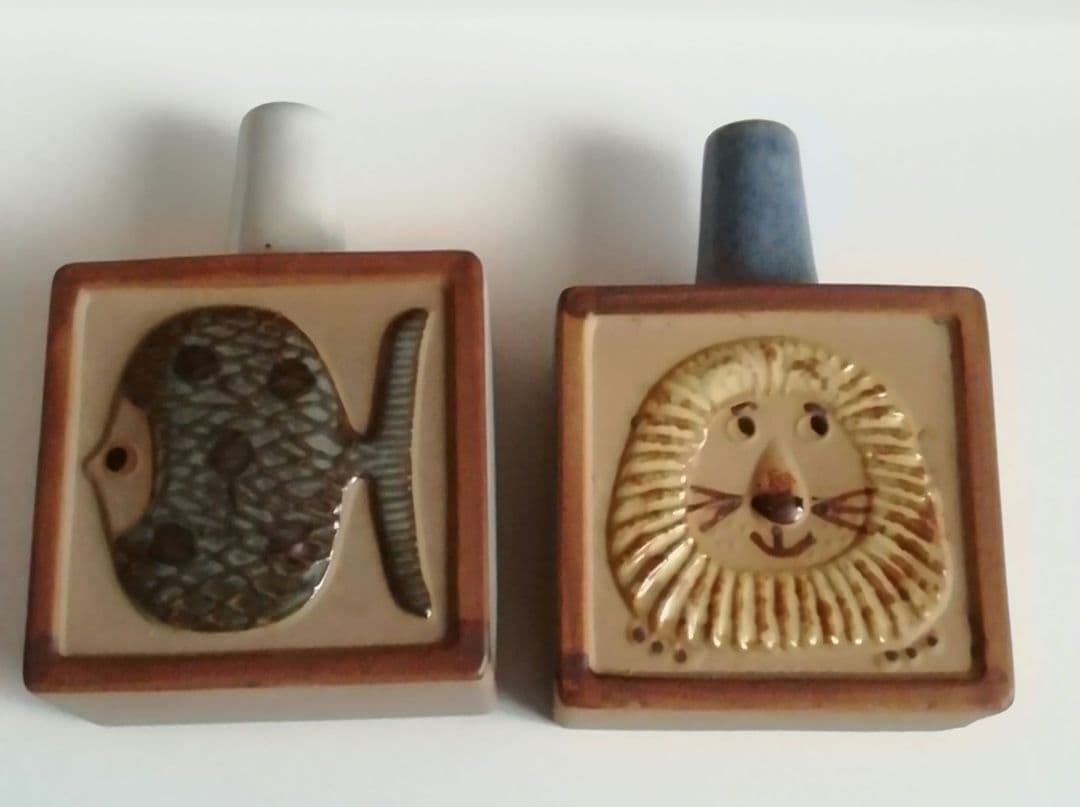 北欧　ライオン　お魚　一輪挿し　アンティーク　2個セット