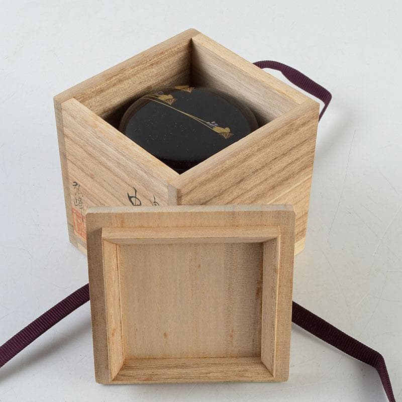 茶道具　蒔絵師　西村弘峰作　曳舟蒔絵　中棗　共箱　V　9343