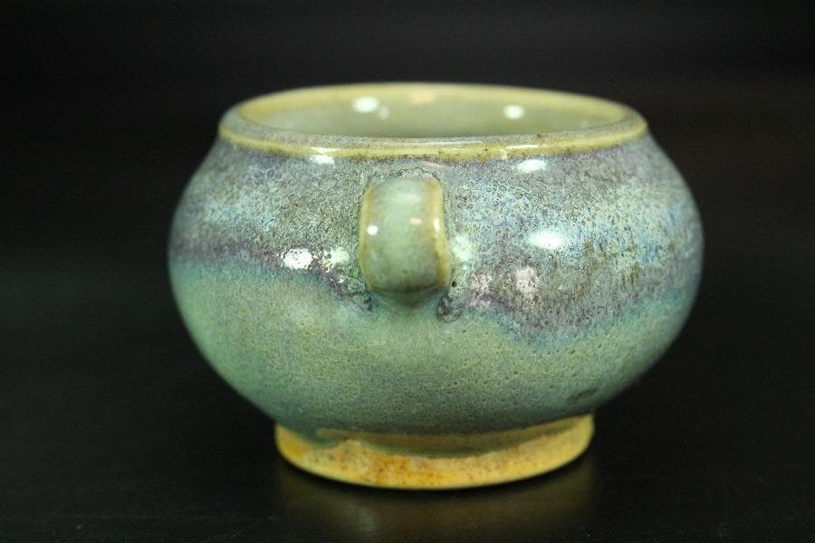 中国美術 鈞窯 鳥餌器 φ6cm 希少 文房具筆洗伝来(K-YC352)