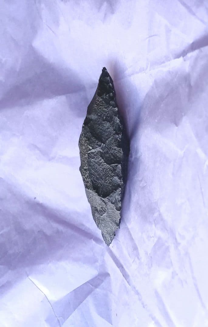 原始人 尖頭器 ポイント アイヌ仕様 石器 模写 サヌカイト