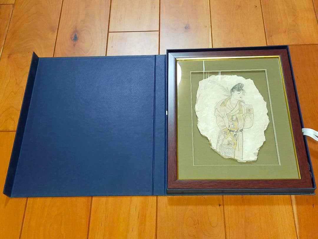 ♥中国　壁画　人物　額　②　ケース付き　骨董　古玩