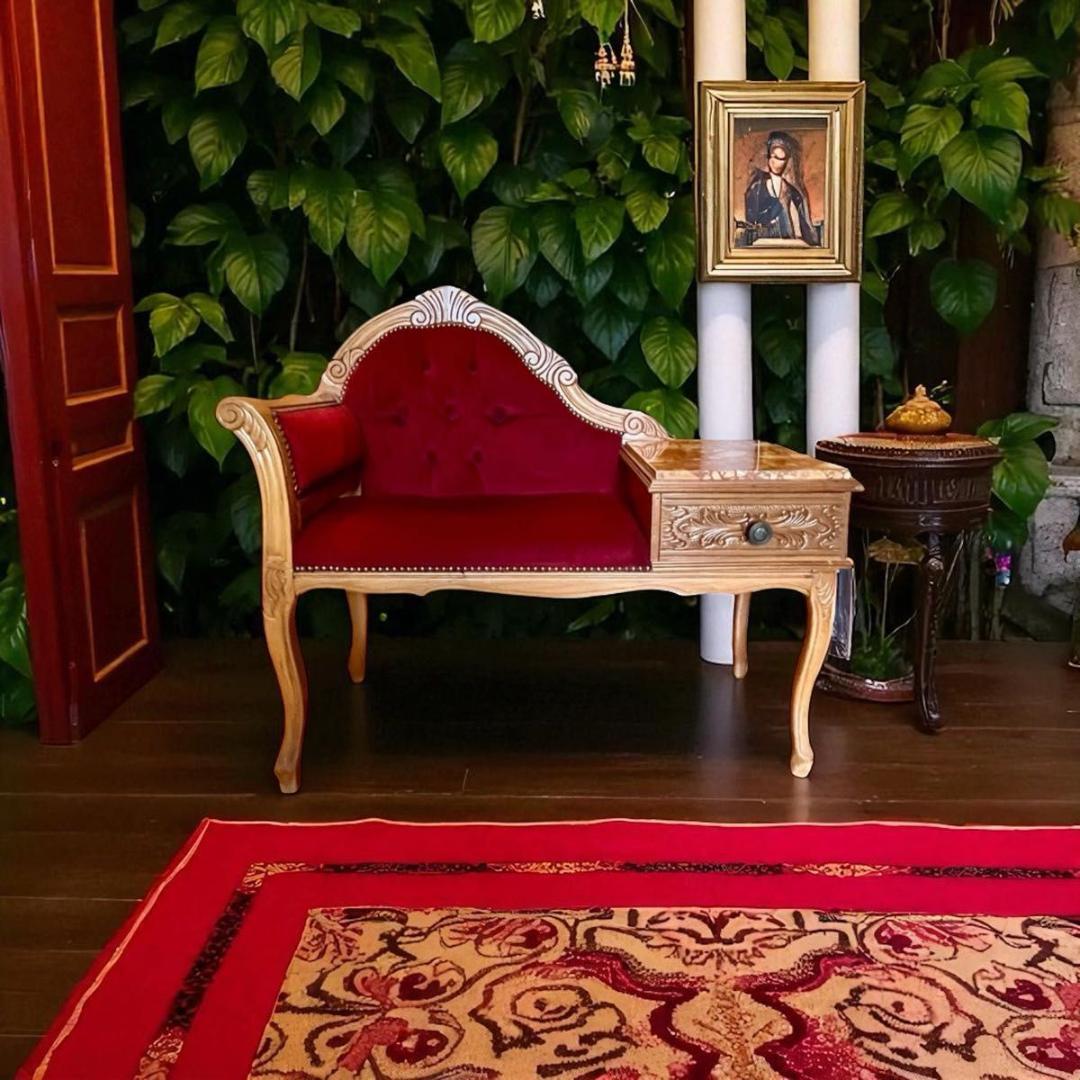 【アンティーク/希少】イタリア製 テレフォンベンチ ロココ調 猫脚 大理石