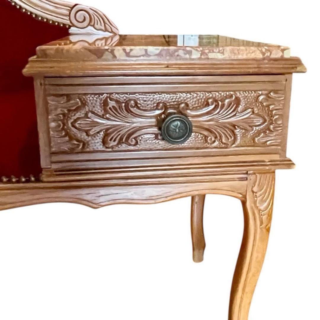【アンティーク/希少】イタリア製 テレフォンベンチ ロココ調 猫脚 大理石
