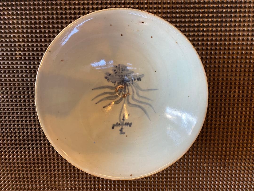 中国　染付絵皿　福禄寿喜　鑑賞台付 ・ヴィンテージ　レア ・台湾茶器