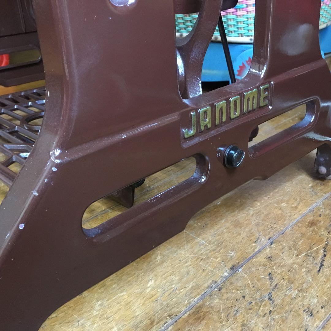 ※アンティーク※ JANOME足踏みミシン脚のテーブル　ケヤキ天板　アイアン