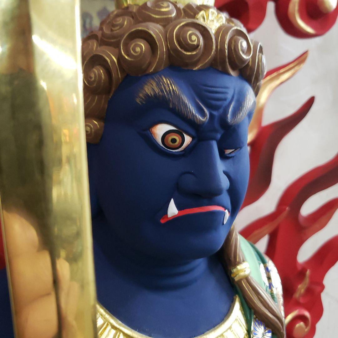 Ｂフライデー送料無料★極彩色 不動明王三尊像2尺★矜羯羅童子・制多迦童子1尺