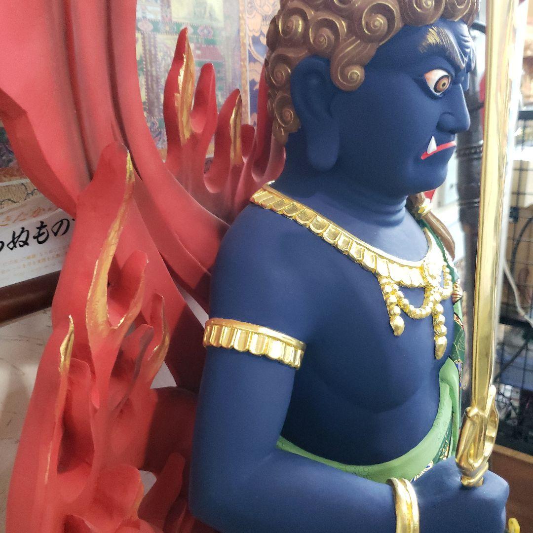 Ｂフライデー送料無料★極彩色 不動明王三尊像2尺★矜羯羅童子・制多迦童子1尺