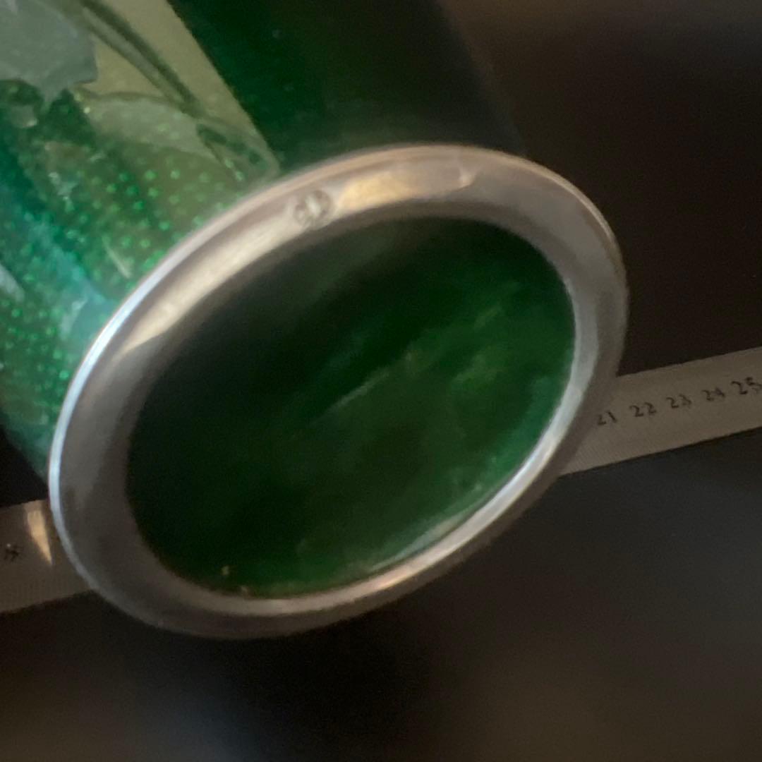 安藤七宝焼　梅菊竹　珍しい深緑系　花入れ　花瓶　華道　刻印有　極上工芸　金属工芸