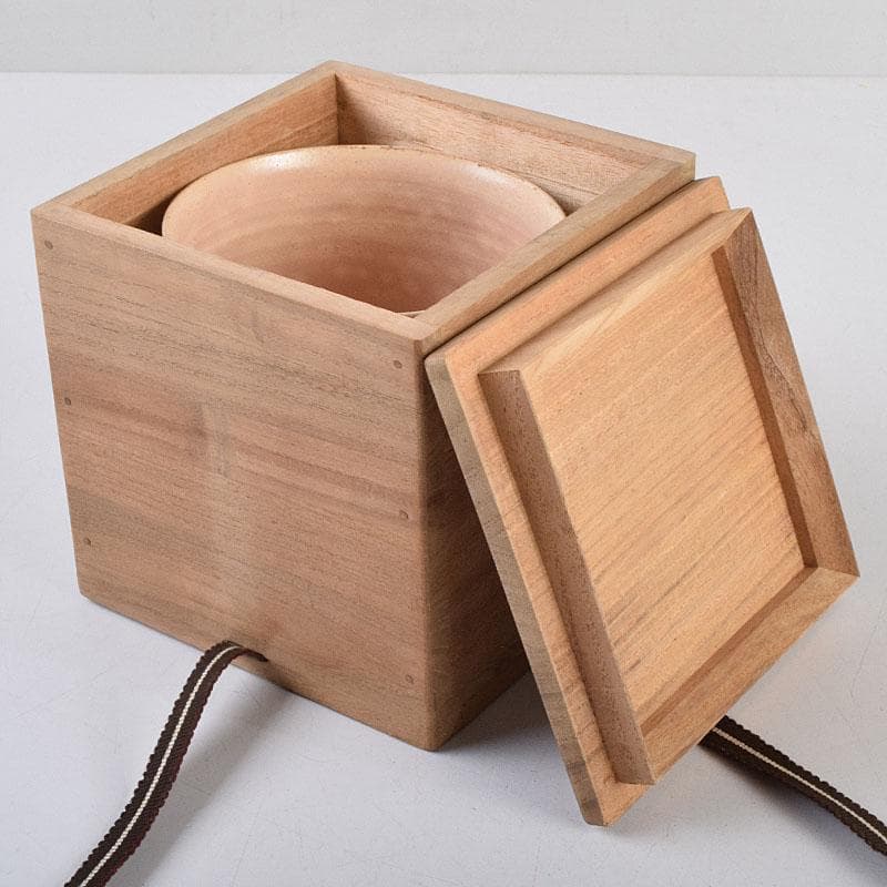 茶道具　志野焼　立鶴絵　茶碗　在銘　時代箱　V　R9374