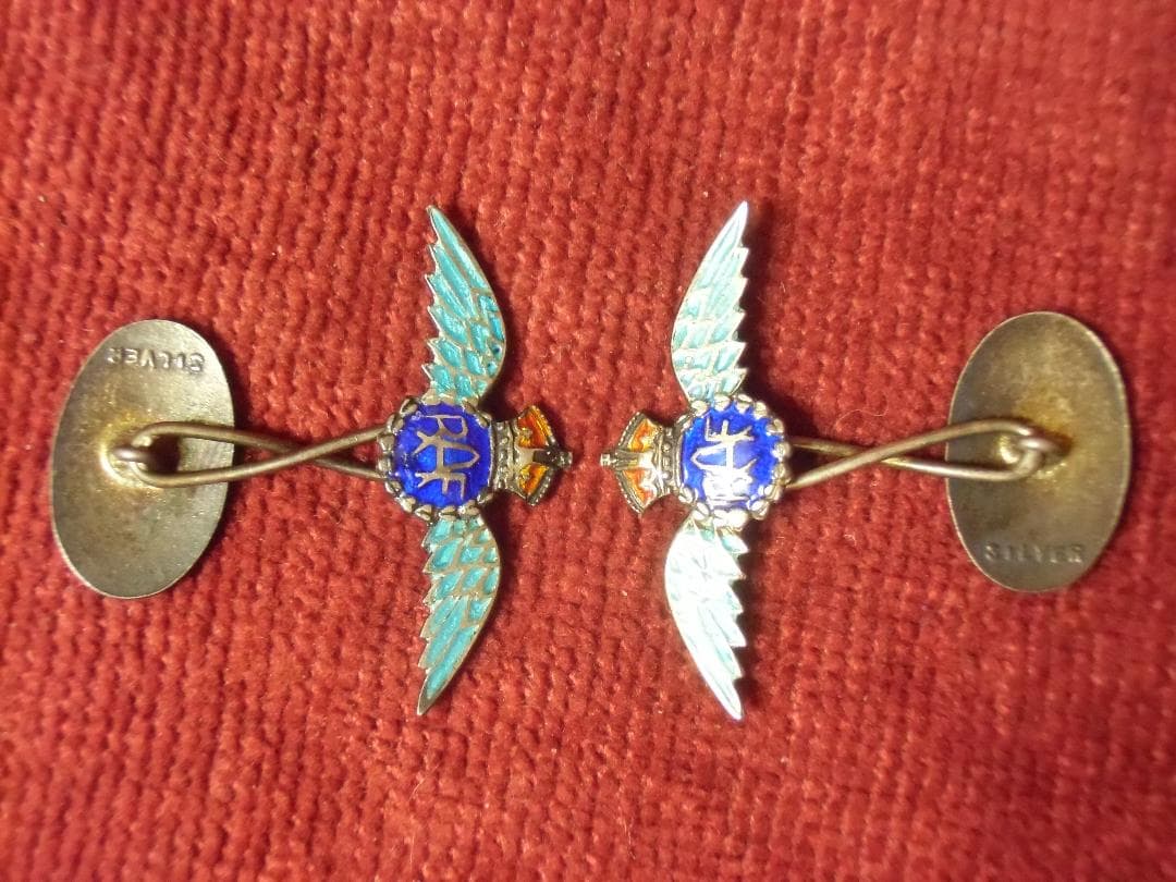 GBイギリス軍/英軍＊ＲＡＦ/空軍＊銀製パイロットカフスボタン（実物）