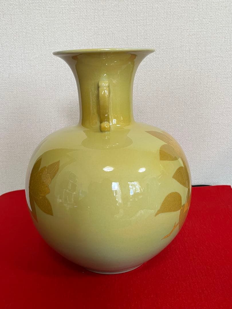 人間国宝 吉田美統 秀逸作 釉裏金彩 花瓶 『椿寿』 Y41 本物保証 完品