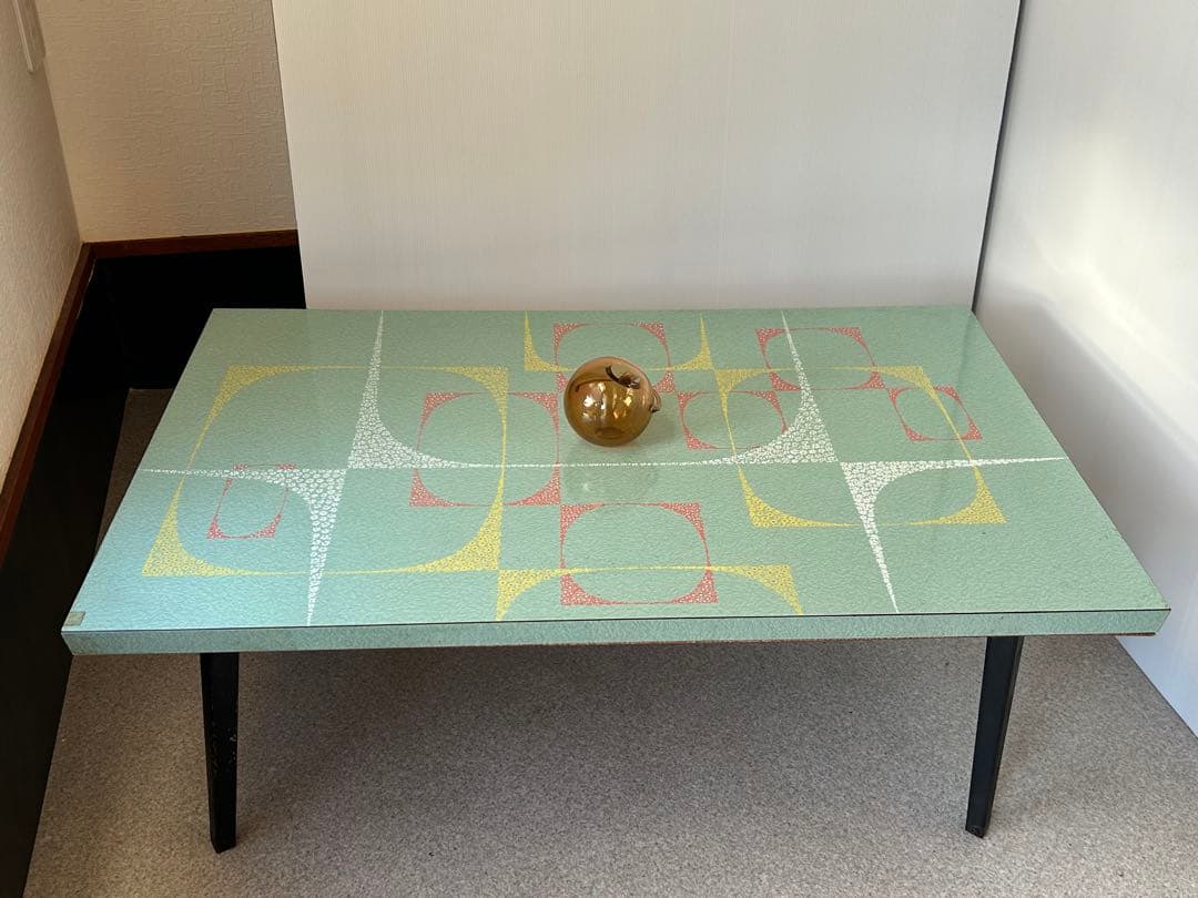 ヴィンテージ　昭和レトロ 鉄脚 折り畳み 座卓 机　テーブル ミッドセンチュリー