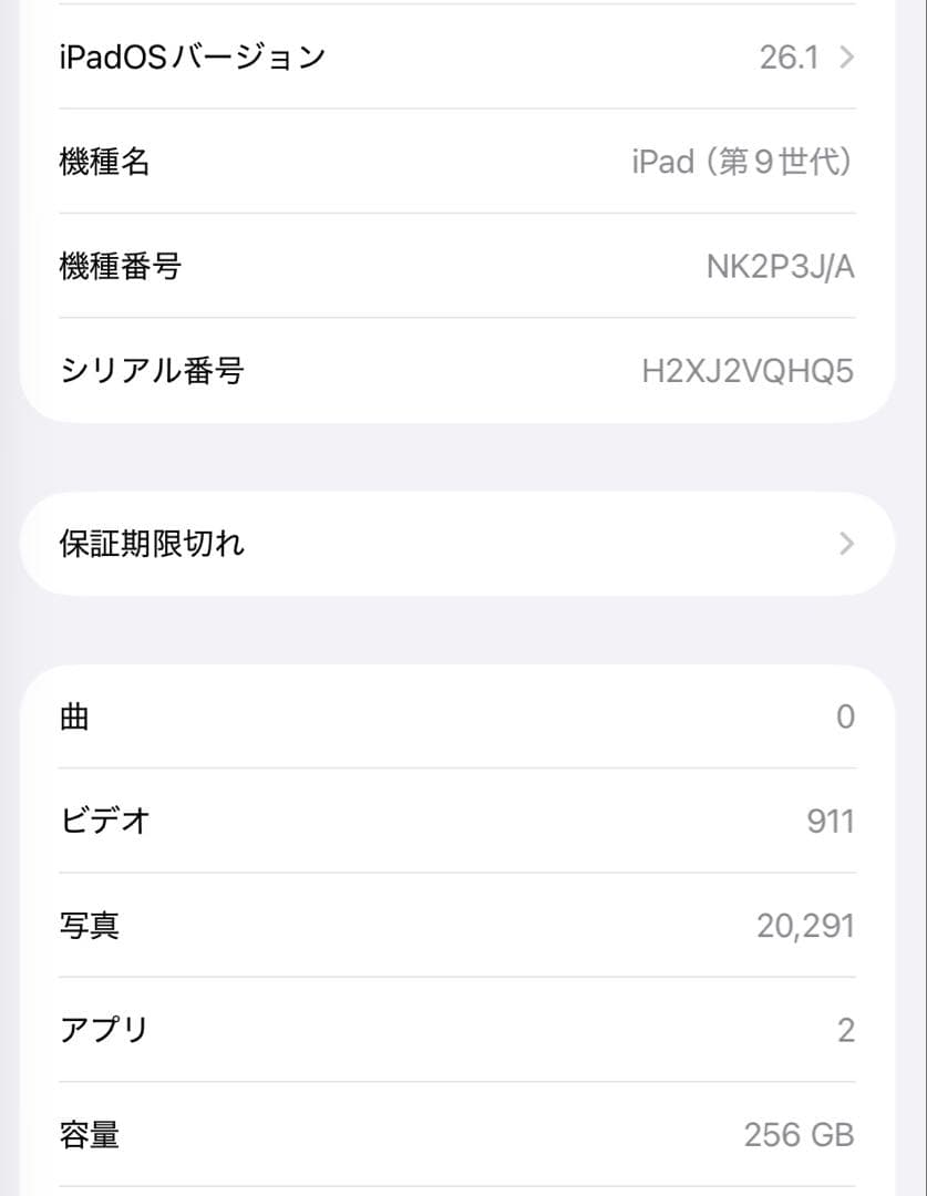 【美品】iPad 第9世代　256GB バッテリー最大容量100%