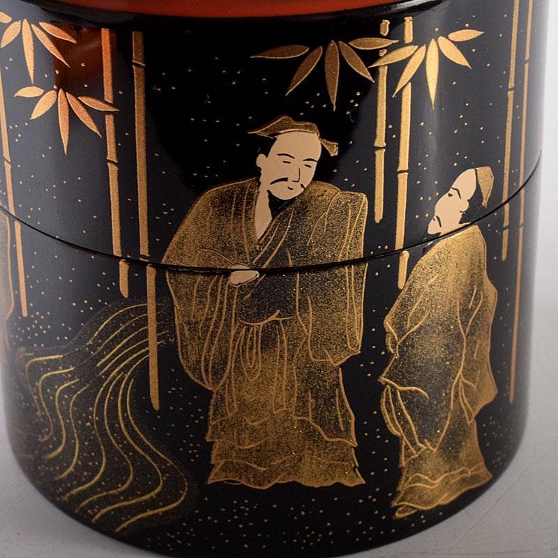 茶道具　吉田祥雲作　七賢人蒔絵　面根来塗　茶器　共箱　V　8157