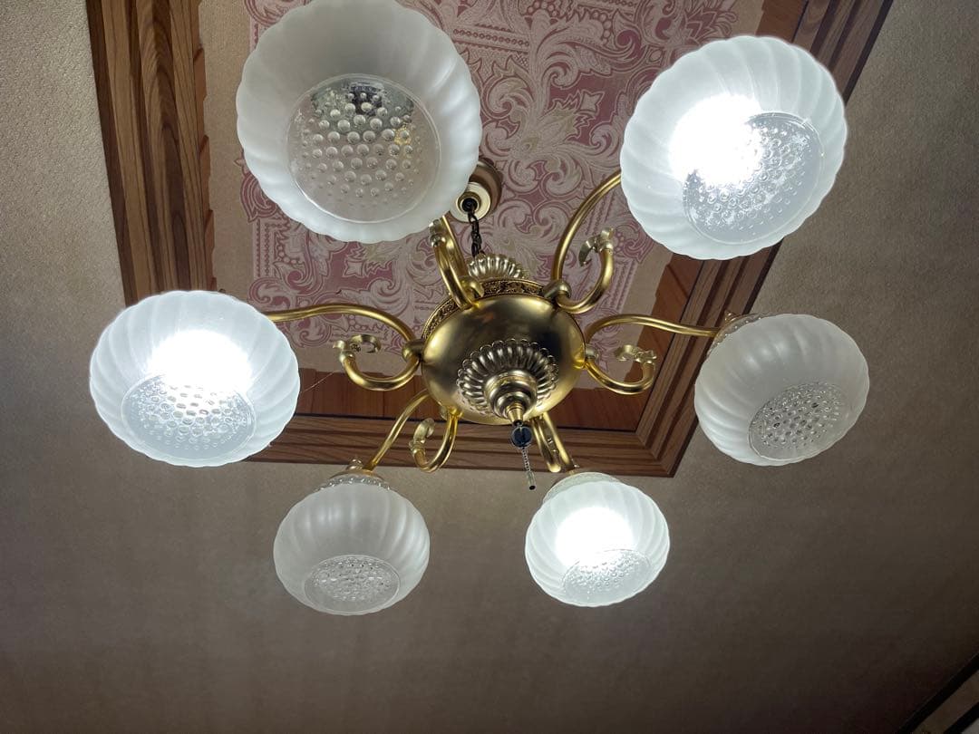 アンティーク昭和レトロ6灯x1と1灯x1シャンデリア
