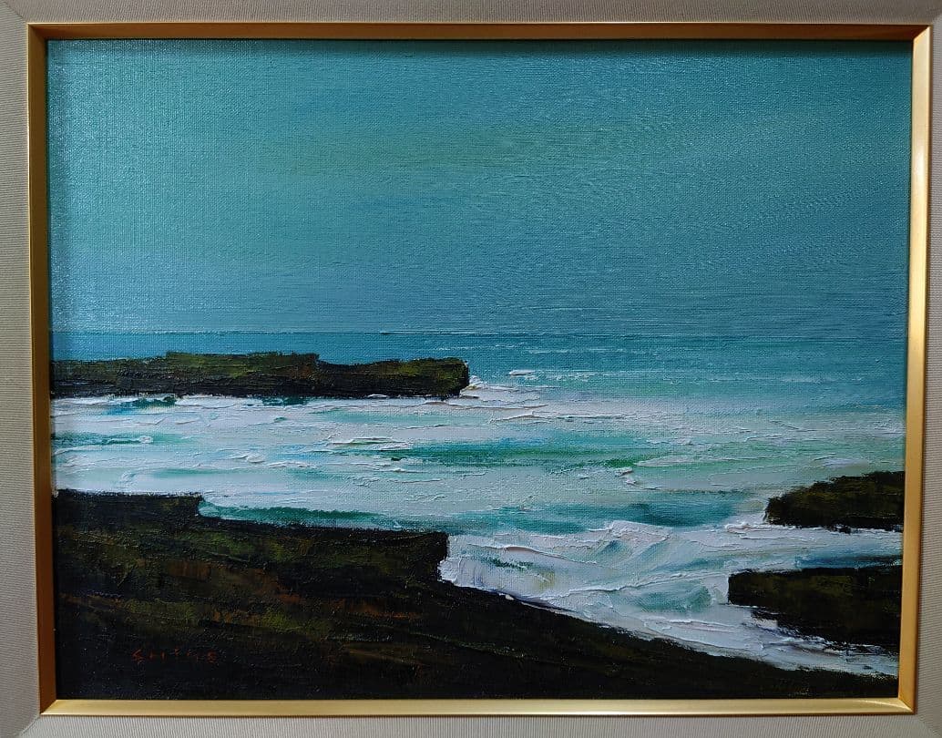井田 繁 「海岸風景」油絵 真筆 絵画