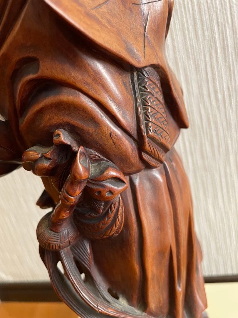 美術品級木製彫刻像 高さ約40 cm 2.22 kg 人物像　置物　黄楊(ツゲ)