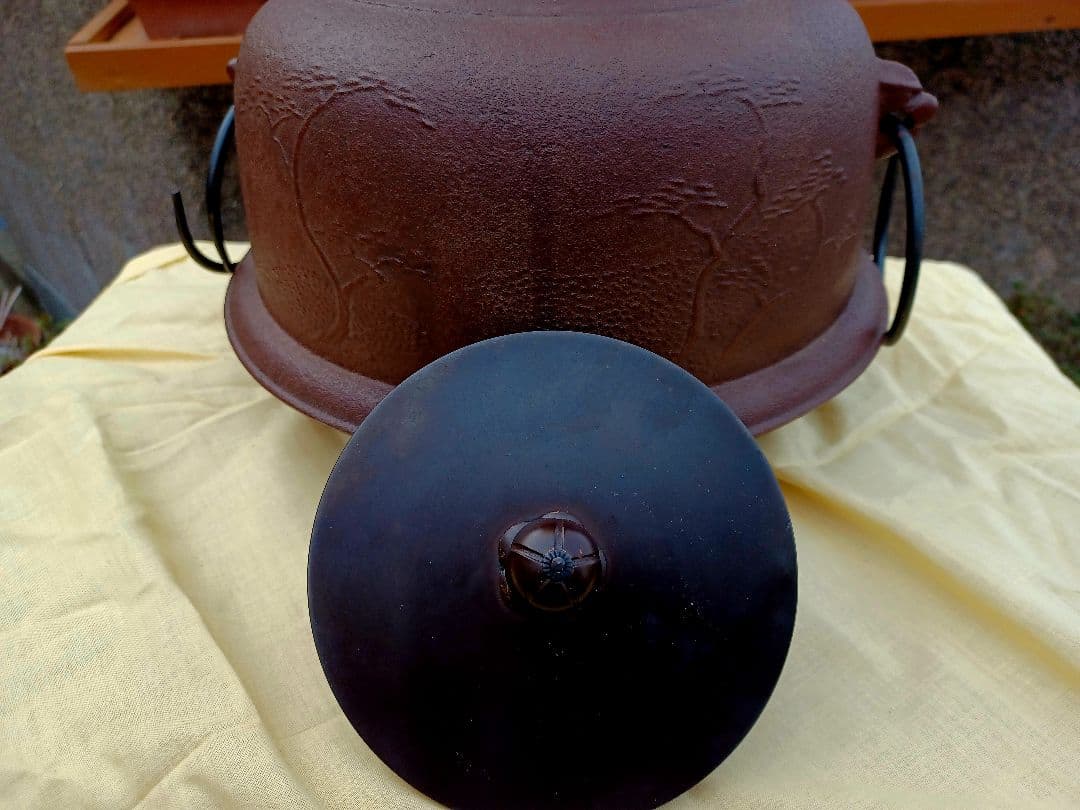 美品！人間国宝 釜師 佐藤浄清 造 浜松地紋真形羽釜 真作