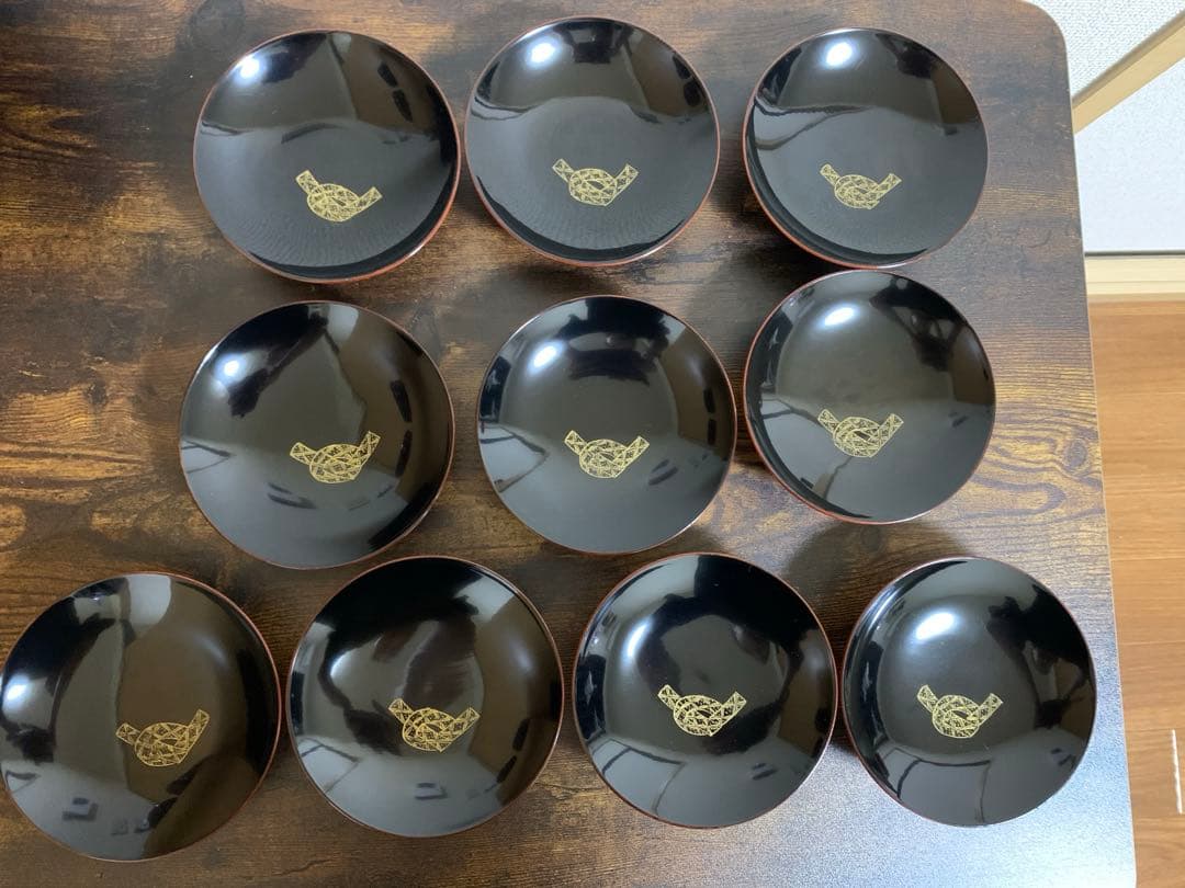 輪島塗　金彩　吸物椀10客　時代物　蓋付き椀　お椀　汁椀　椀　未使用品