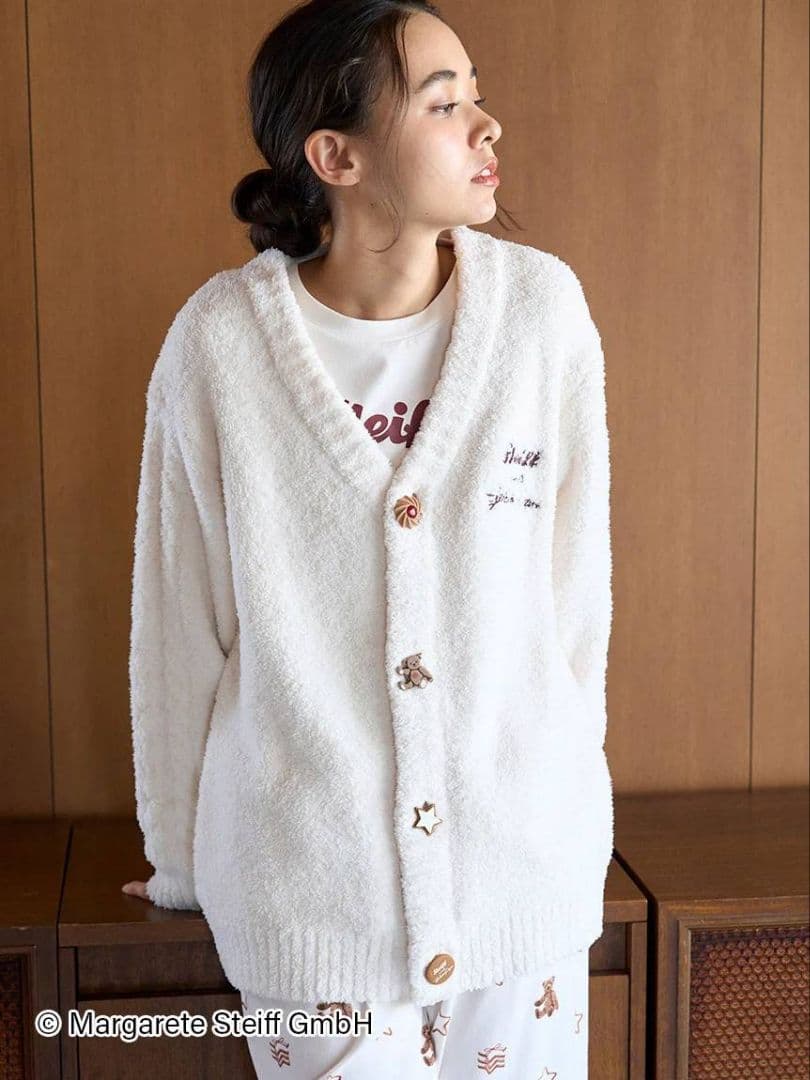 新品ジェラートピケパウダージャガードカーディガンシュタイフМ