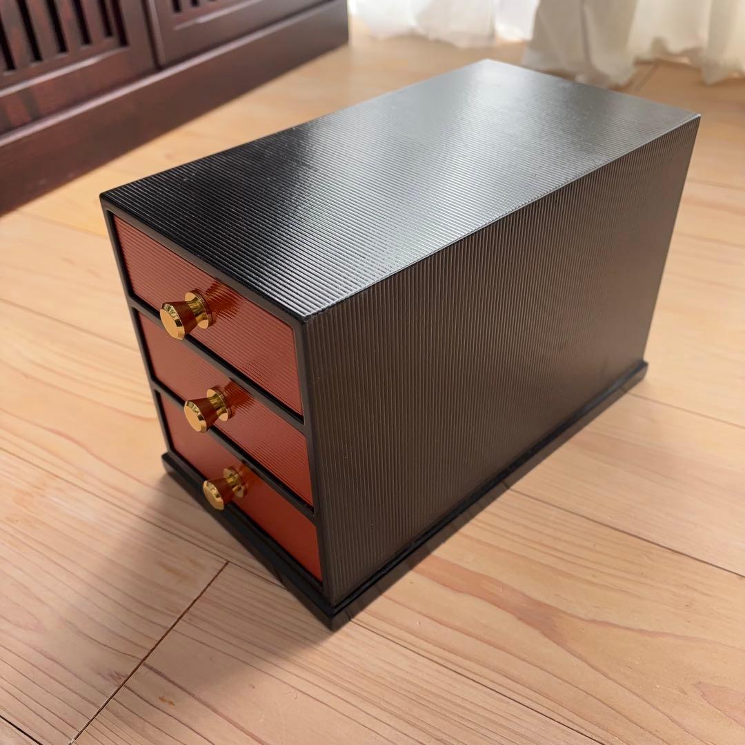 皇室御用達【山田平安堂】希少【三段引き出し】海外ギフトテーブルコーディネート