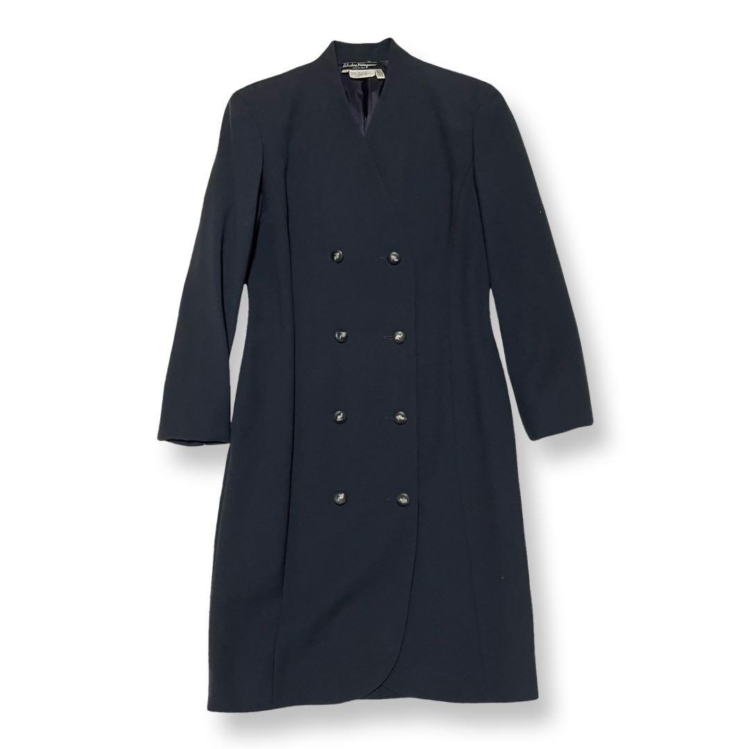 サルヴァトーレ フェラガモ　ロングコート　レディース　40 グレー　シルバー