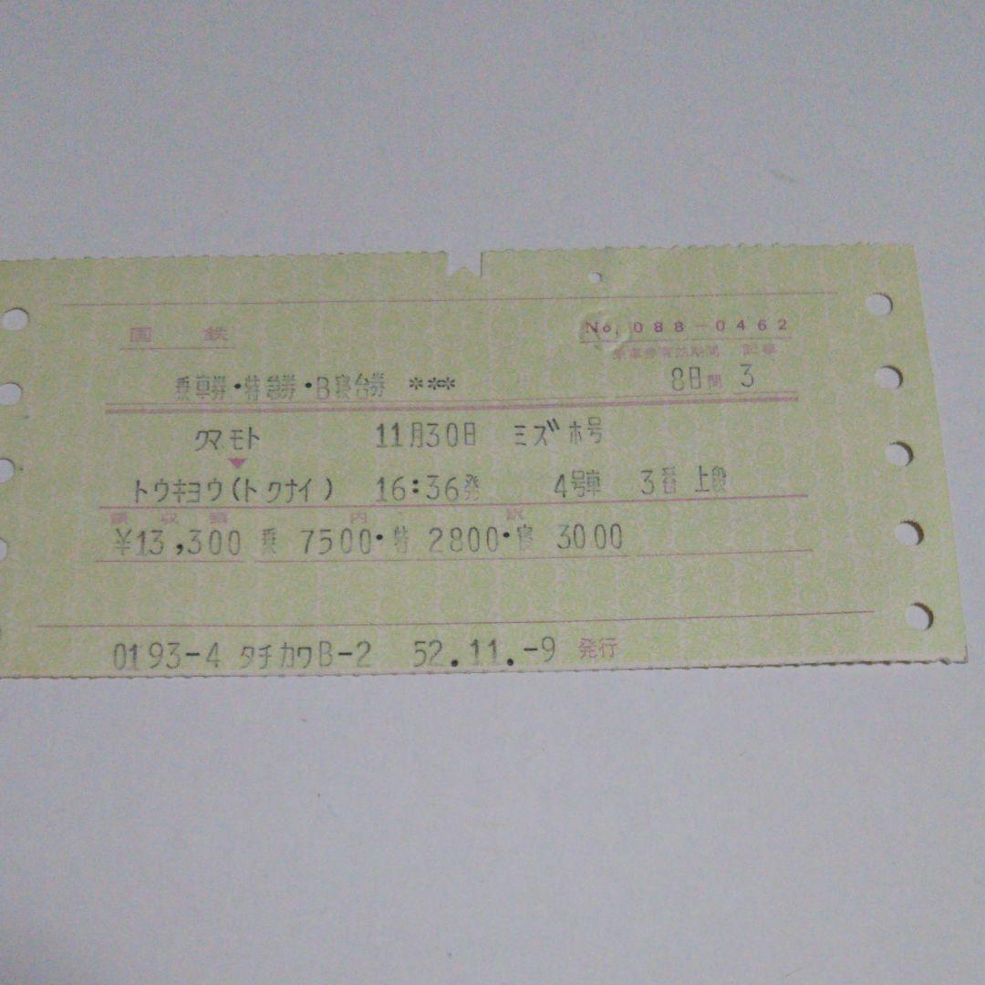 使用済み切符 国鉄 寝台特急みずほ
