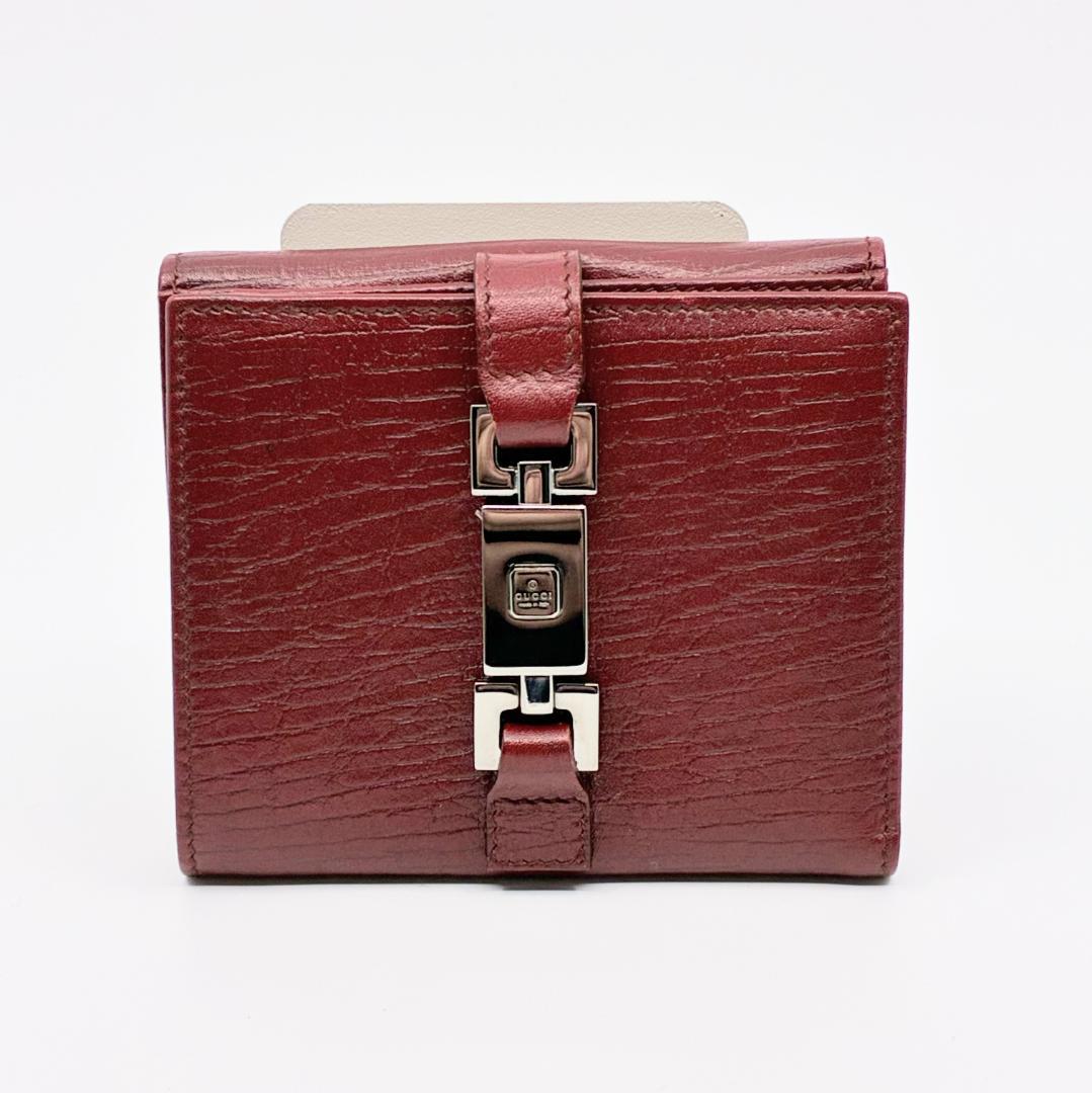 GUCCI グッチ 赤 レッド レザー 二つ折り財布 A1348A1
