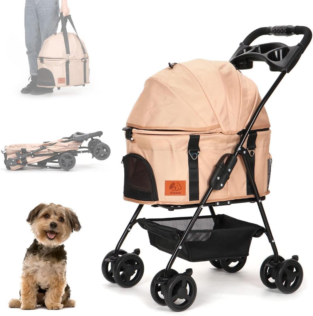 ペットカート ベージュ 360°回転ホイール 新品、未開封