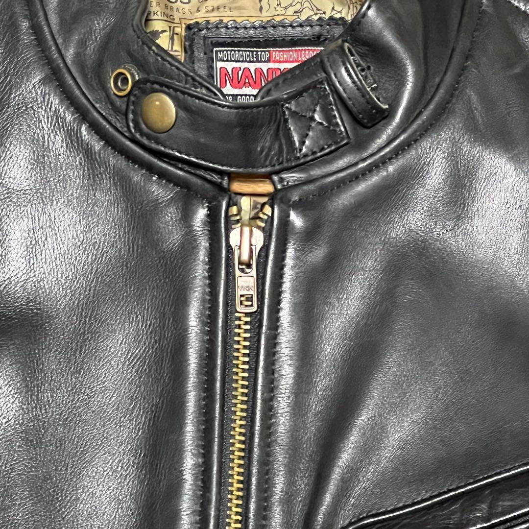 【希少サイズLL】 ライダースジャケット シングルライダース　牛革　NANKAI