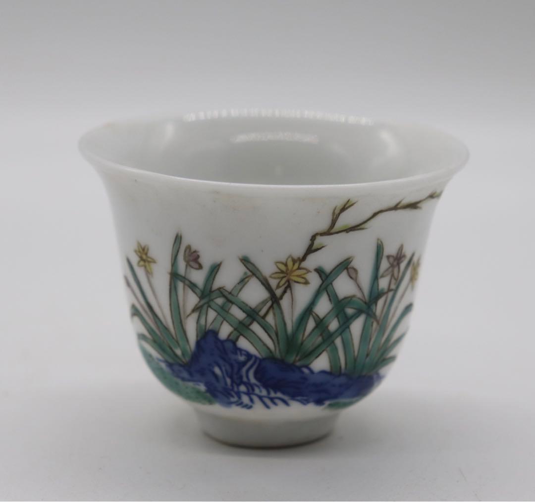 中国　大清康熙年製　とう彩小杯　茶器　送料込み0124