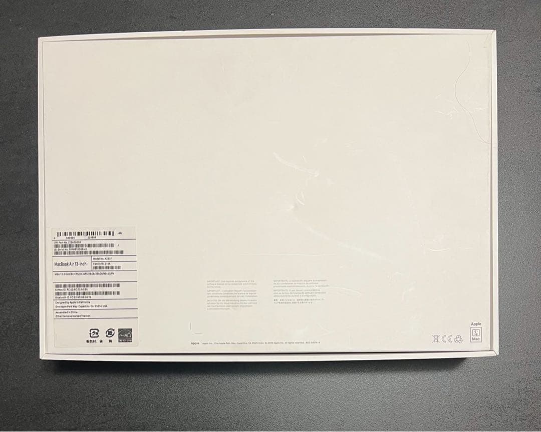 M1チップ Macbook Air 2020 メモリ16gb SSD256gb