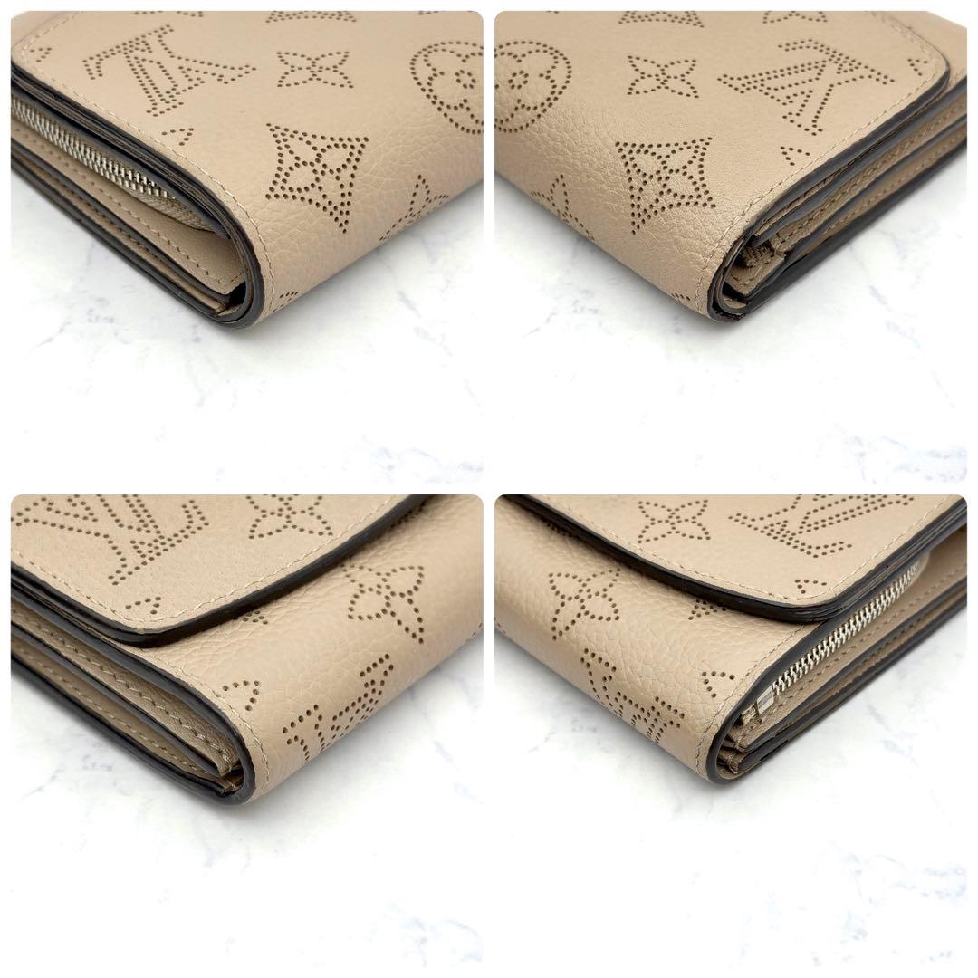 【最高級美品】ルイヴィトン マヒナ イリス コンパクト 二つ折り財布 ベージュ