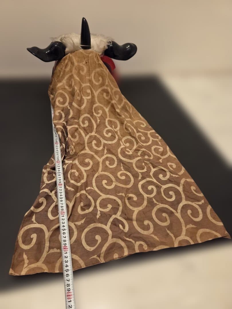 旧家蔵出 大振 獅子頭 雄 木彫 獅子舞い 彫刻 朱塗 漆塗