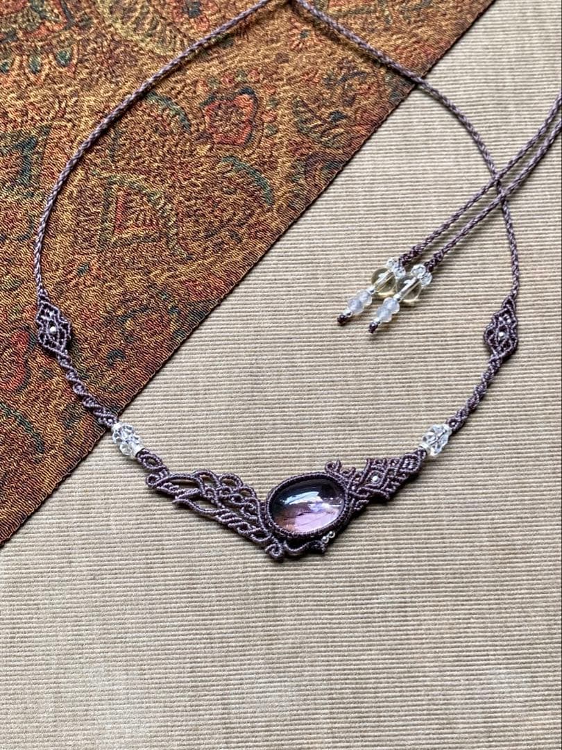 アメジスト　マクラメネックレス