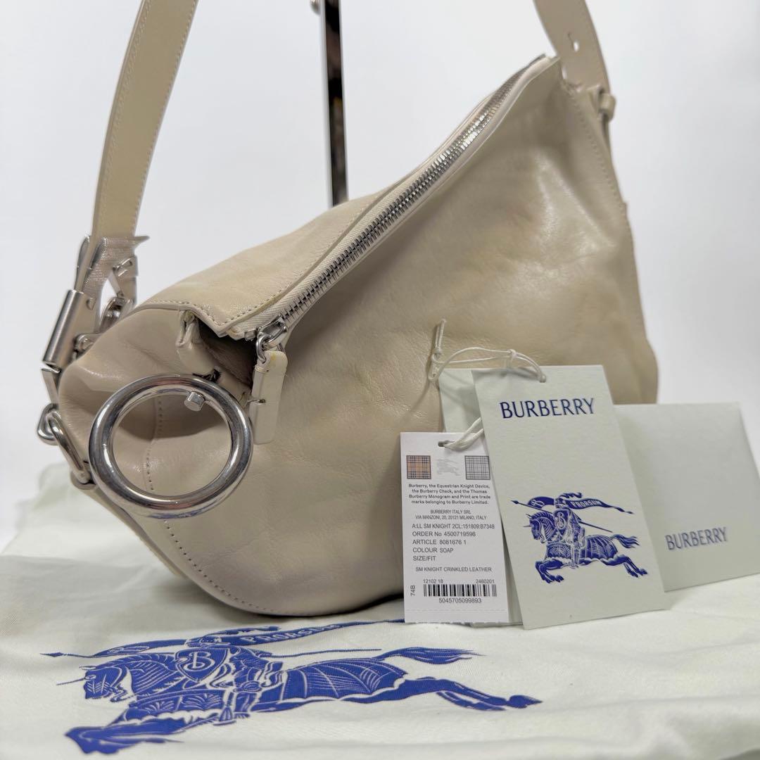 【美品】【現行】バーバリー　ショルダーバッグ　スモールナイトバッグ　アイボリー