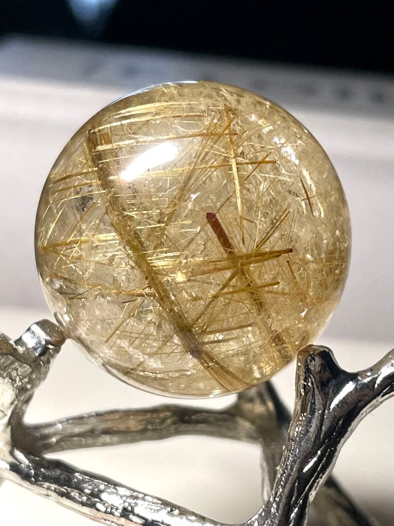 【ゴールドルチルクォーツ】丸玉●スフィア◆金運・仕事運◆天然石◆パワーストーン