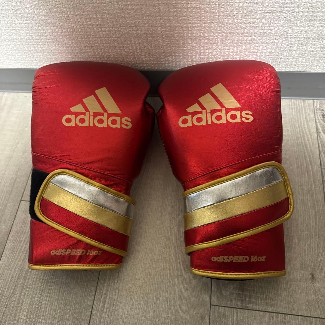 adidas ボクシンググローブ adizero 16oz レッド/ゴールド