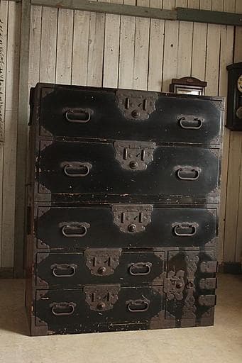 時代　庄内箪笥　扉付き　時代家具　収納タンス　古家具