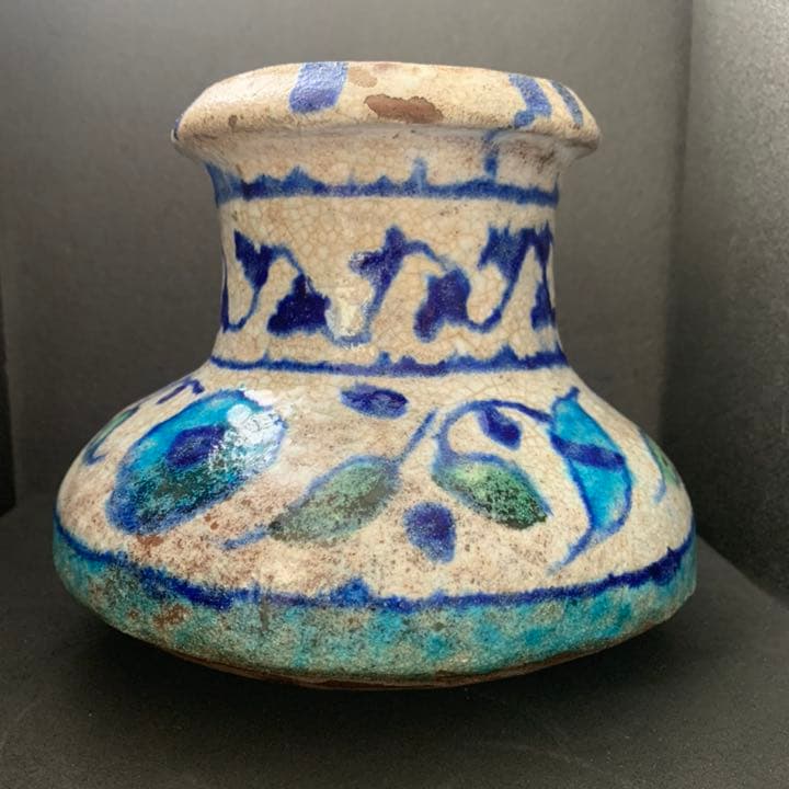 ペルシャ陶器 藍彩壷　ペルシャ　土器　彩文土器　古代土器　須恵器　古陶磁器