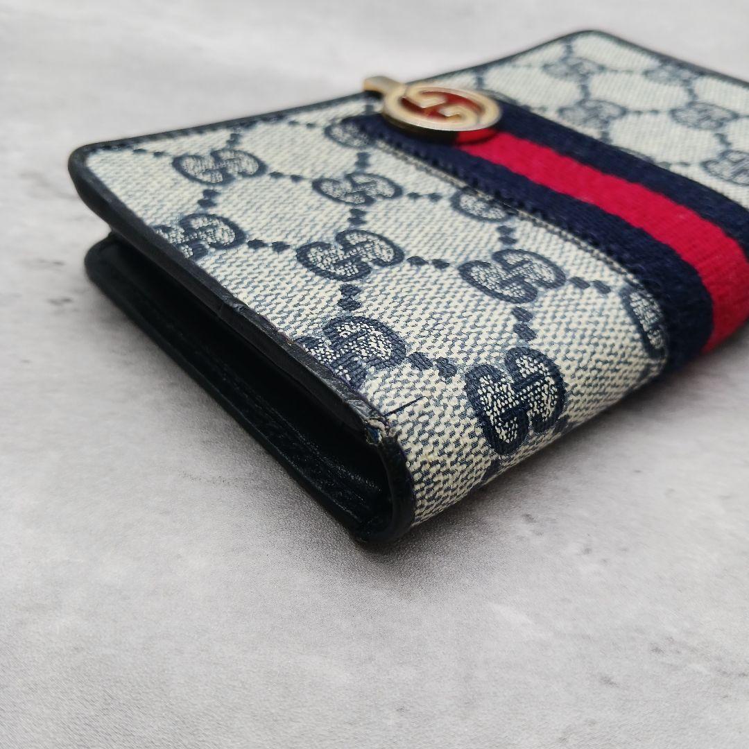 ✨美品✨ オールド グッチ 二つ折り 財布 シェリーライン がま口 黒 GG柄