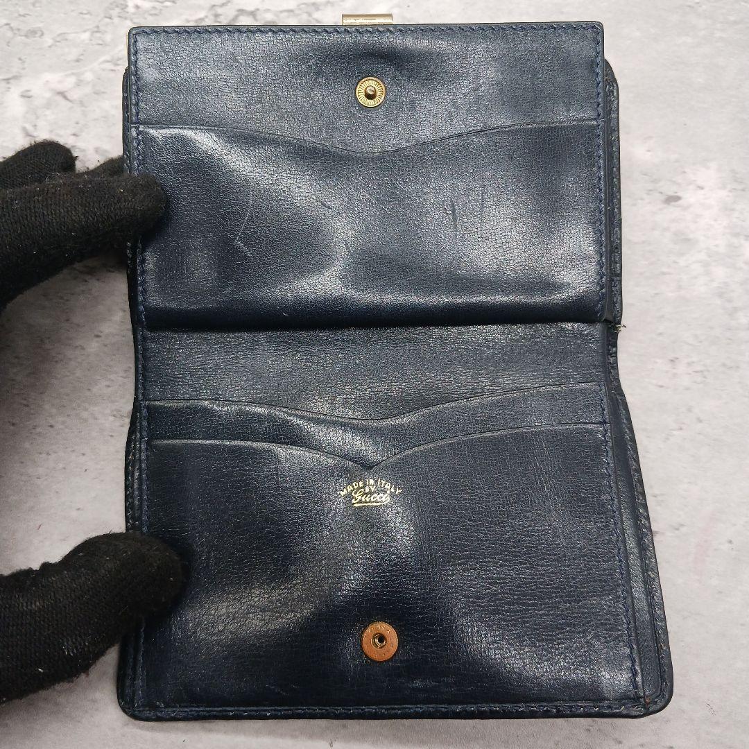 ✨美品✨ オールド グッチ 二つ折り 財布 シェリーライン がま口 黒 GG柄