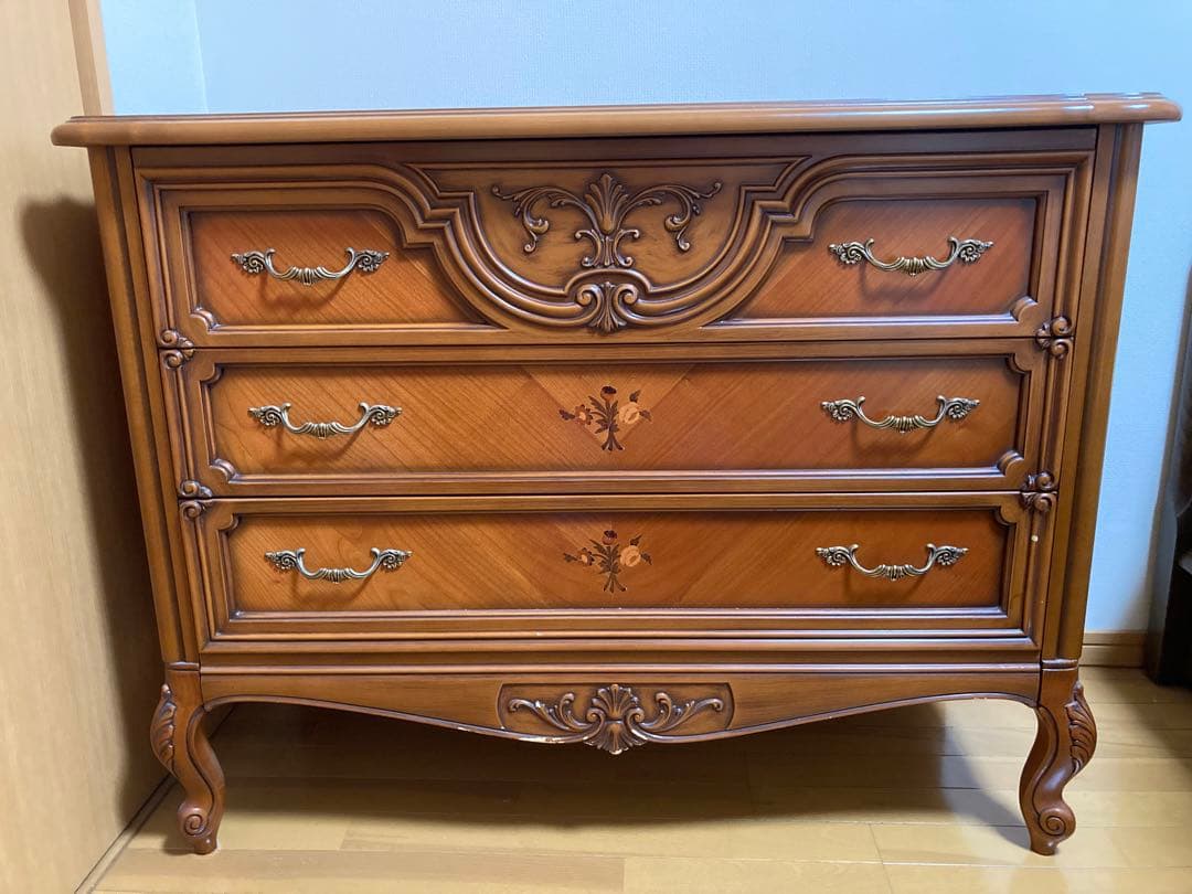 【とき乃】アンティーク　猫脚　西洋スタイル 木製チェスト 3引き出し