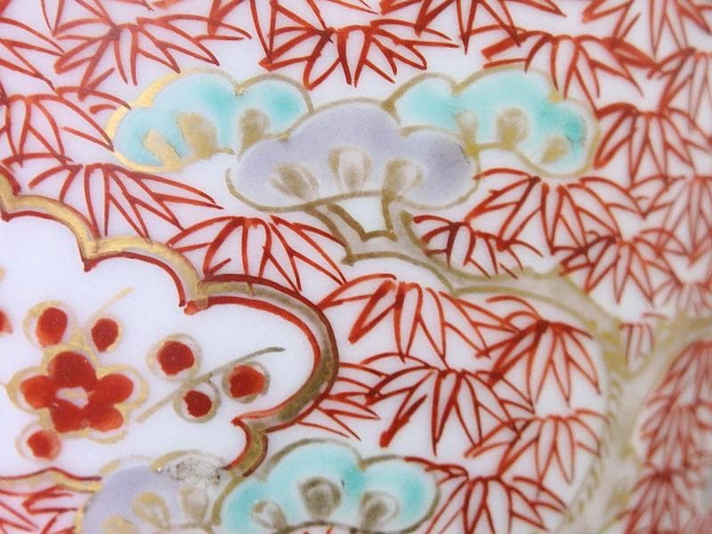 古伊万里　金襴手　松皮菱に松竹梅の図　蕎麦猪口　D385AS-CUb
