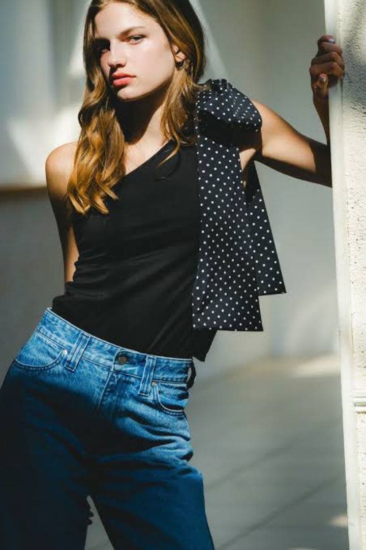 sheller シェリエ one shoulder ribbon tops