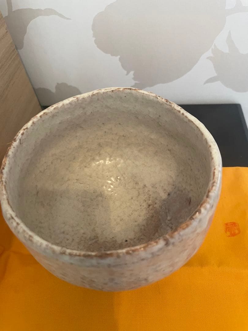 新品　萩焼　時司作　灰色の丸型茶碗と木製箱　説明書　共箱付　茶道　お茶碗